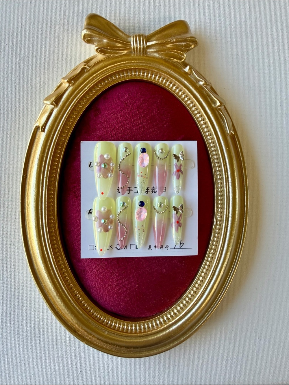 NEW Handcrafted Yellow Floral Stiletto Press-On Nail Set Size Medium 💛💅